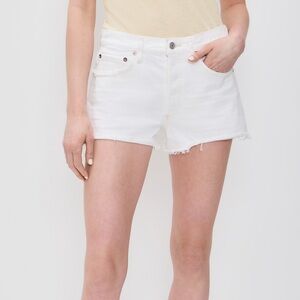 Agolde White Jean Shorts High-Waisted Distressed